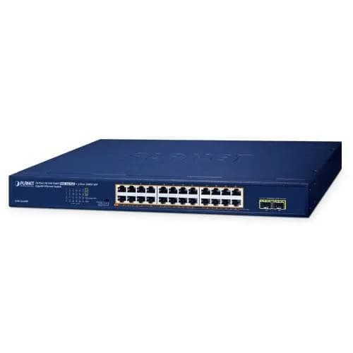 19" 24-Port 10/100/1000T 802.3at POE + 2-Port 1000X SFP Unmanaged Gigabit Ethernet Switch (220W)