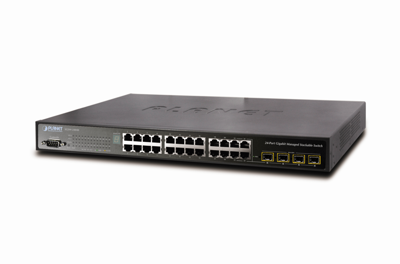 IPv6, 24-Port Gigabit Layer2/L4 Advance SNMP Manageable Switch + 4-Port Gigabit SFP,  trunking stack up to 16 Units, w/ -48V Redundant Power