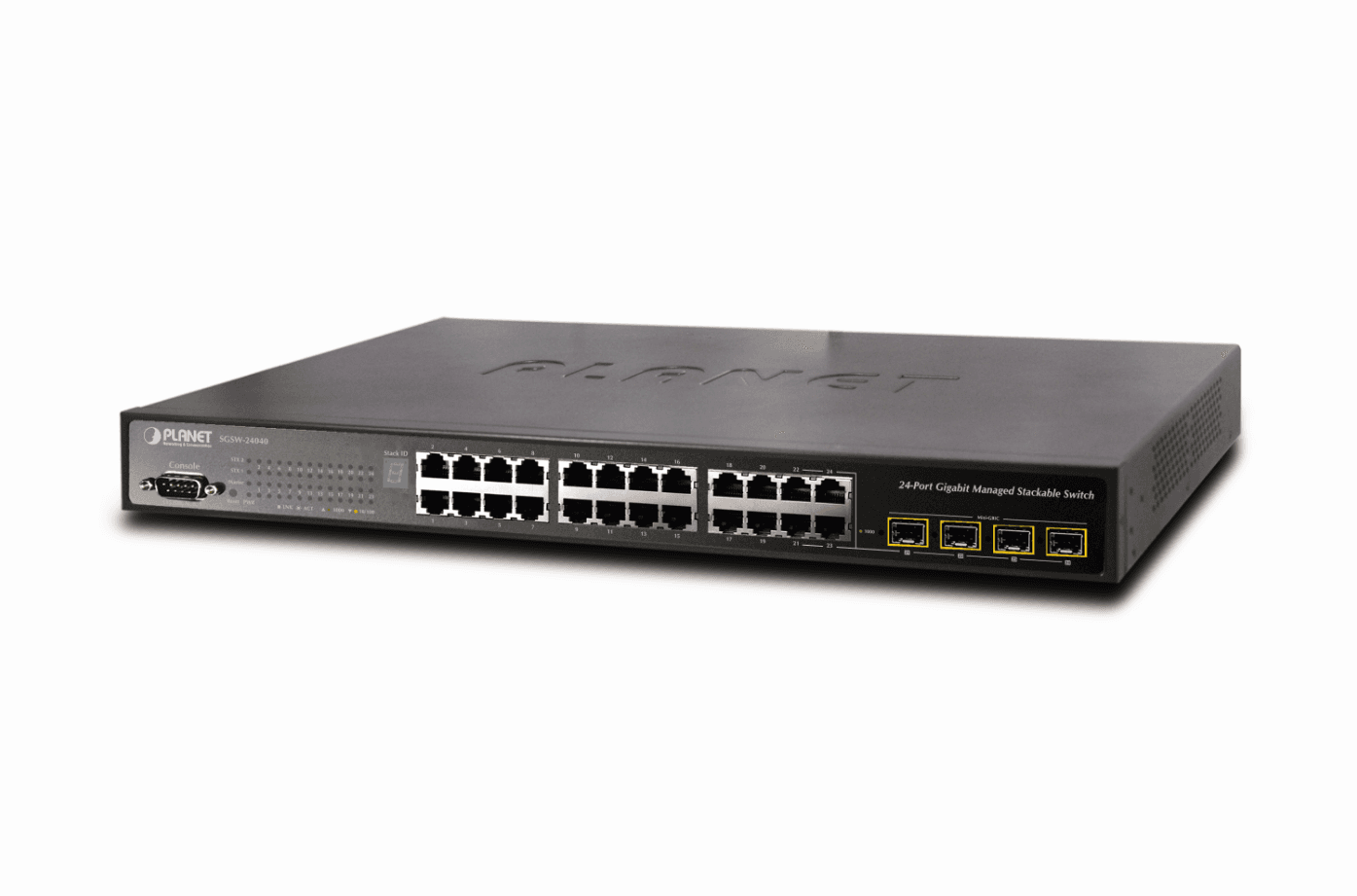 IPv6, 24-Port Gigabit Layer2/L4 Advance SNMP Manageable Switch + 4-Port Gigabit SFP, trunking stack up to 16 Units, w/ -48V Redundant Power