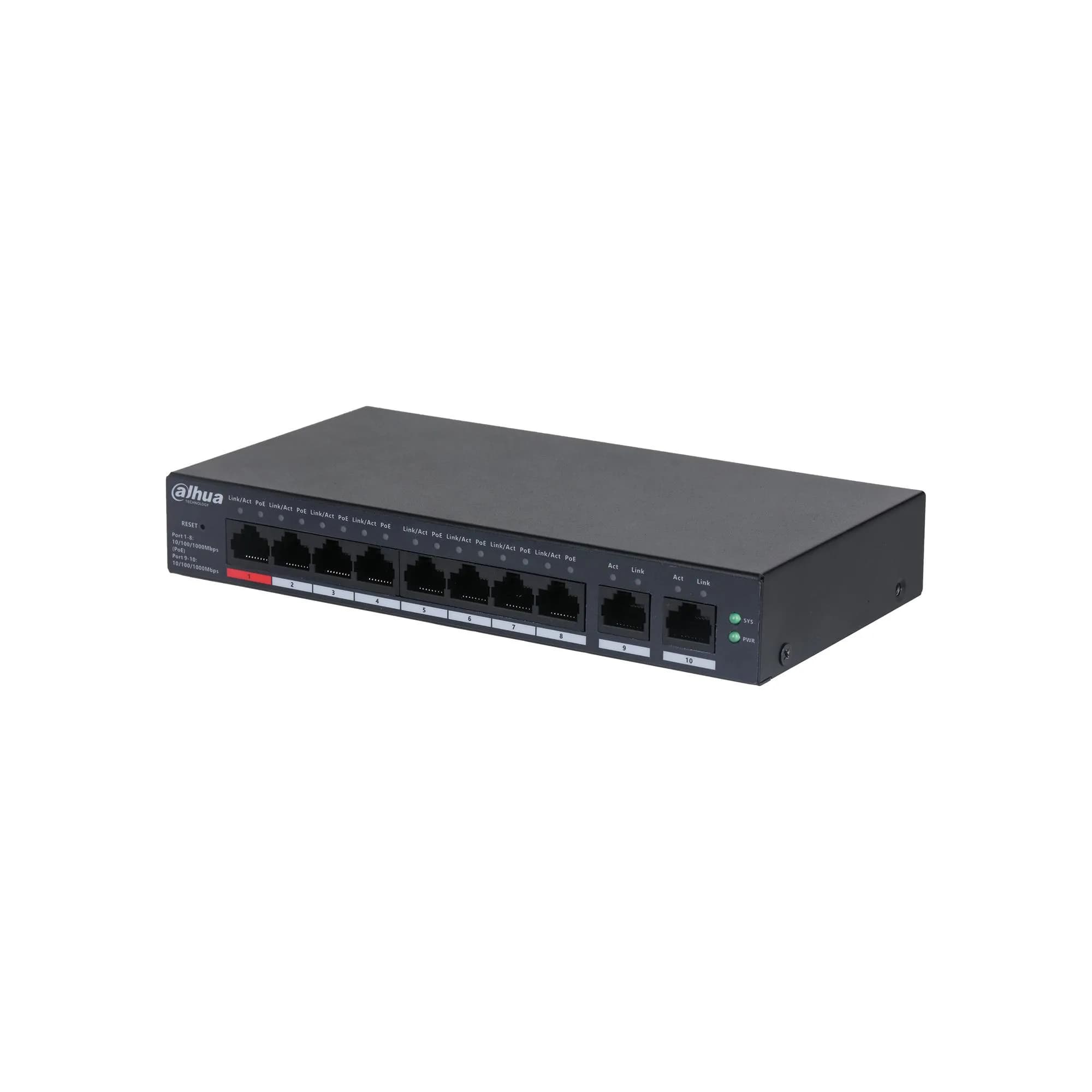 8 Port PoE Özellikli 10 Portlu Bulut Tabanlı Yönetilen Masaüstü Gigabit Switch