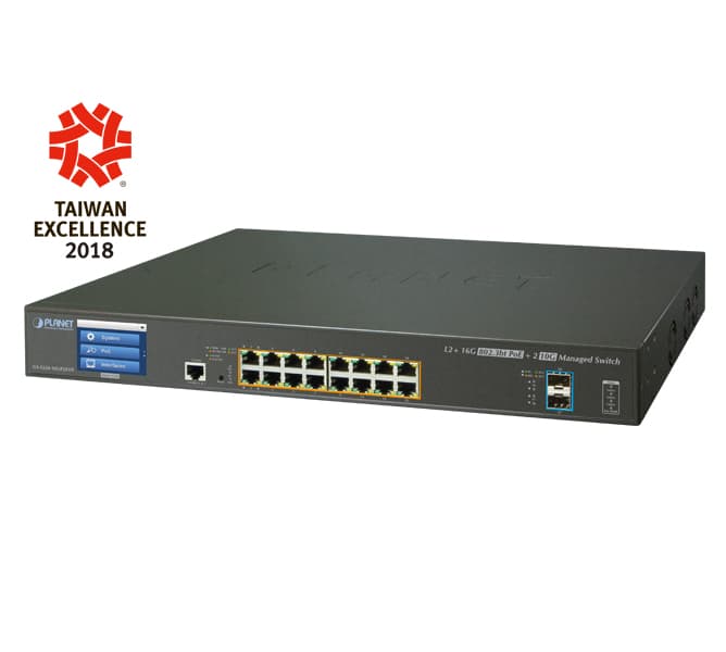 L2+ 16-Port 10/100/1000T Ultra PoE + 2-Port 10G SFP+ Managed Switch with LCD Touch Screen (400W)