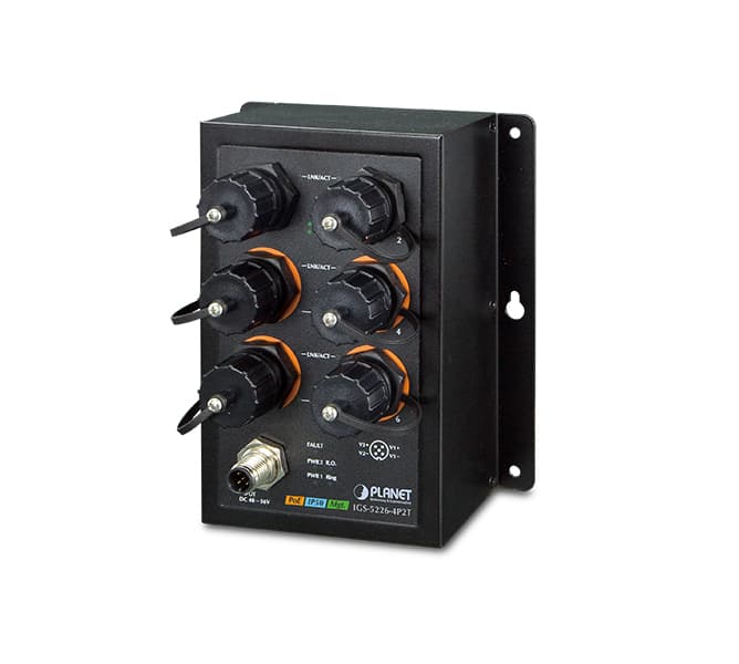 Industrial EN50155 4-Port 10/100/1000T 802.3at PoE + 2-Port 10/100/1000T Managed Ethernet Switch(-40~75 degrees C)