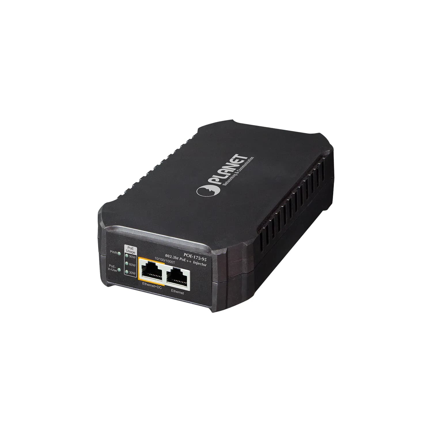 Single-Port 10/100/1000Mbps 802.3bt PoE Injector (95 Watts, PoH, PoE Usage LED) - w/ internal power